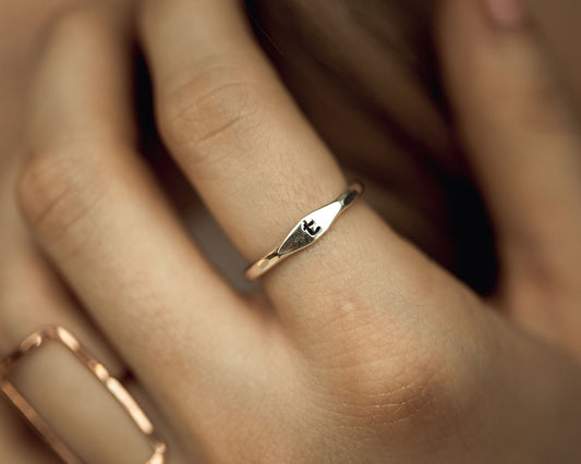 You will find this simple and striking initial ring to be an essential everyday favorite, a perfect gift to celebrate any special occasion. It is perfect alone or stacked to create a one of a kind look. Handmade, personalized and made to order.