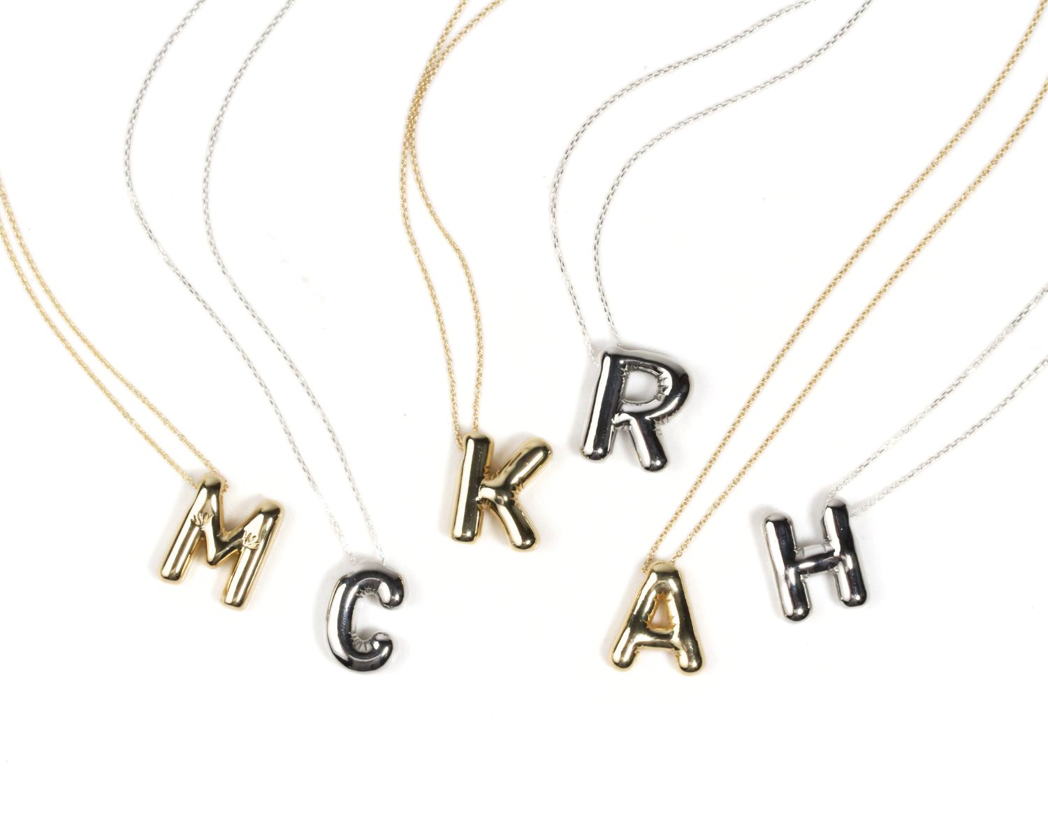 Bubble Letter Necklace - Amy Waltz Designs Silver or Gold Initial