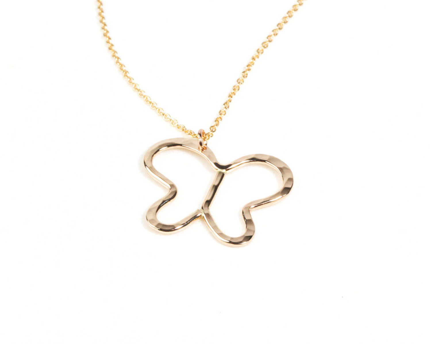 This Butterfly Necklace is exquisitely handcrafted with elevated materials to bring the magic of the butterfly to every day. Bring a flutter of enchantment wherever you go with this butterfly Necklace. Pictured here in rose gold filled.