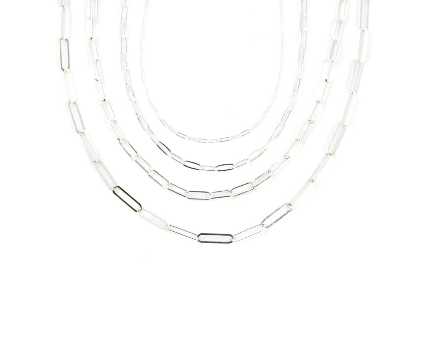 Paper clip sterling silver necklace deals