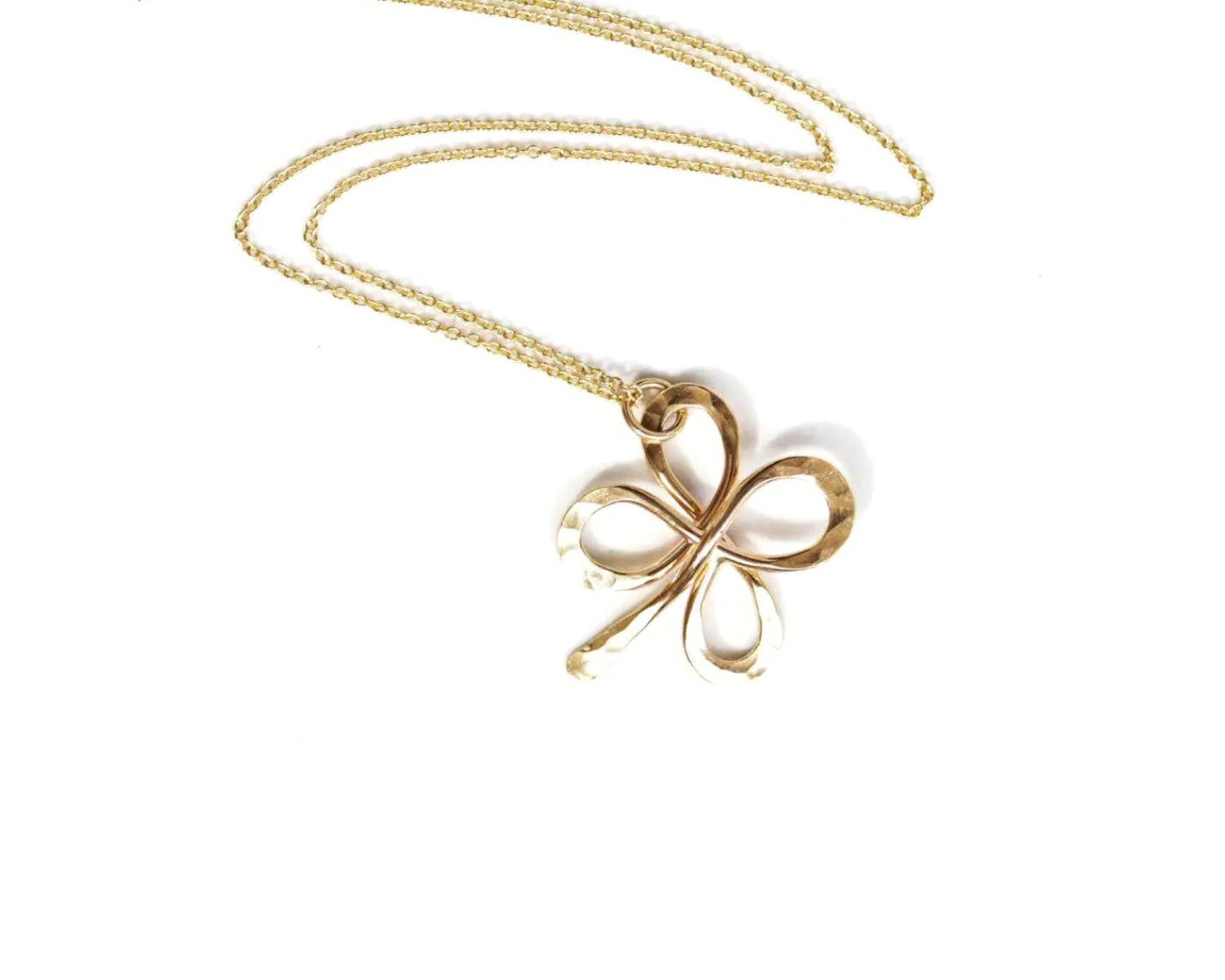 14K Real Gold Fashion Lucky Leaf Clover Bracelet