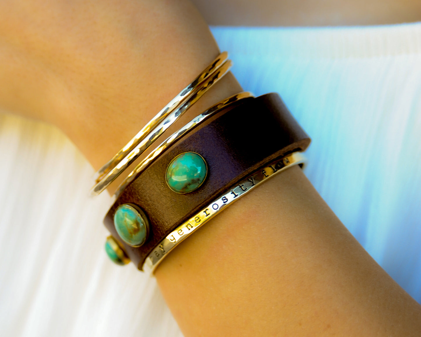 Artisan Turquoise Leather Bracelet