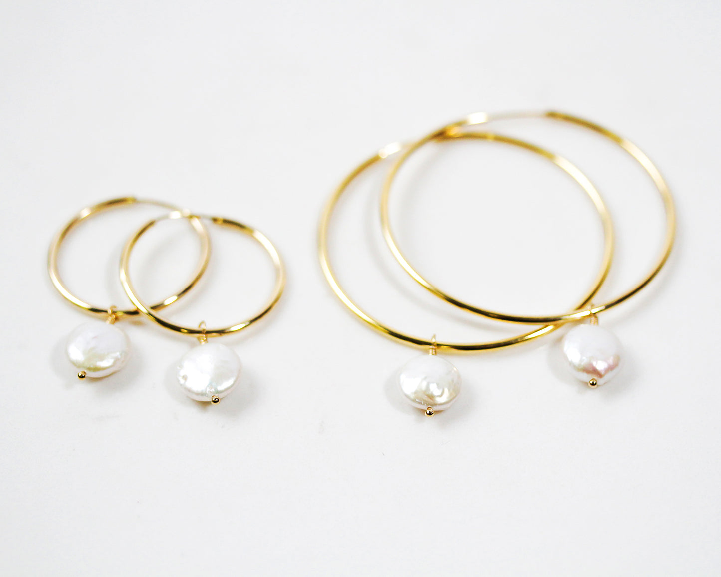 Pearl Earrings | Ocean Gem Pearl Earrings | Gold Hoop Earrings | Handmade Jewelry