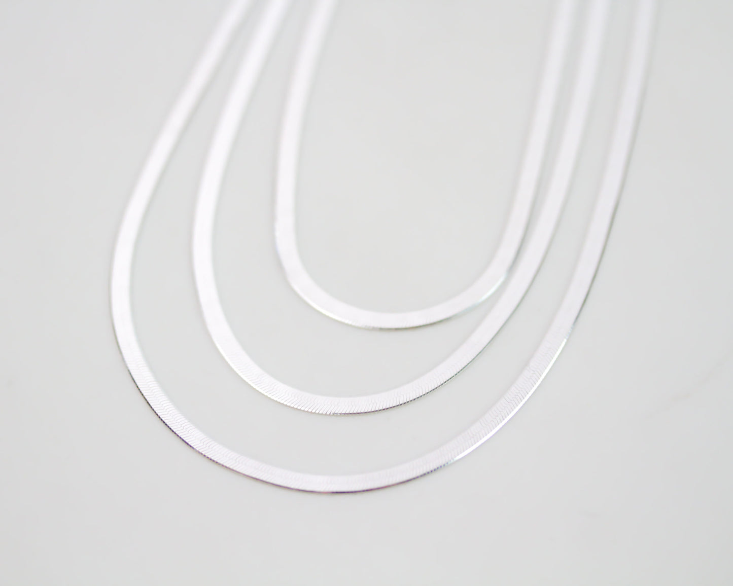 Sterling Silver Herringbone Snake Chain Necklace