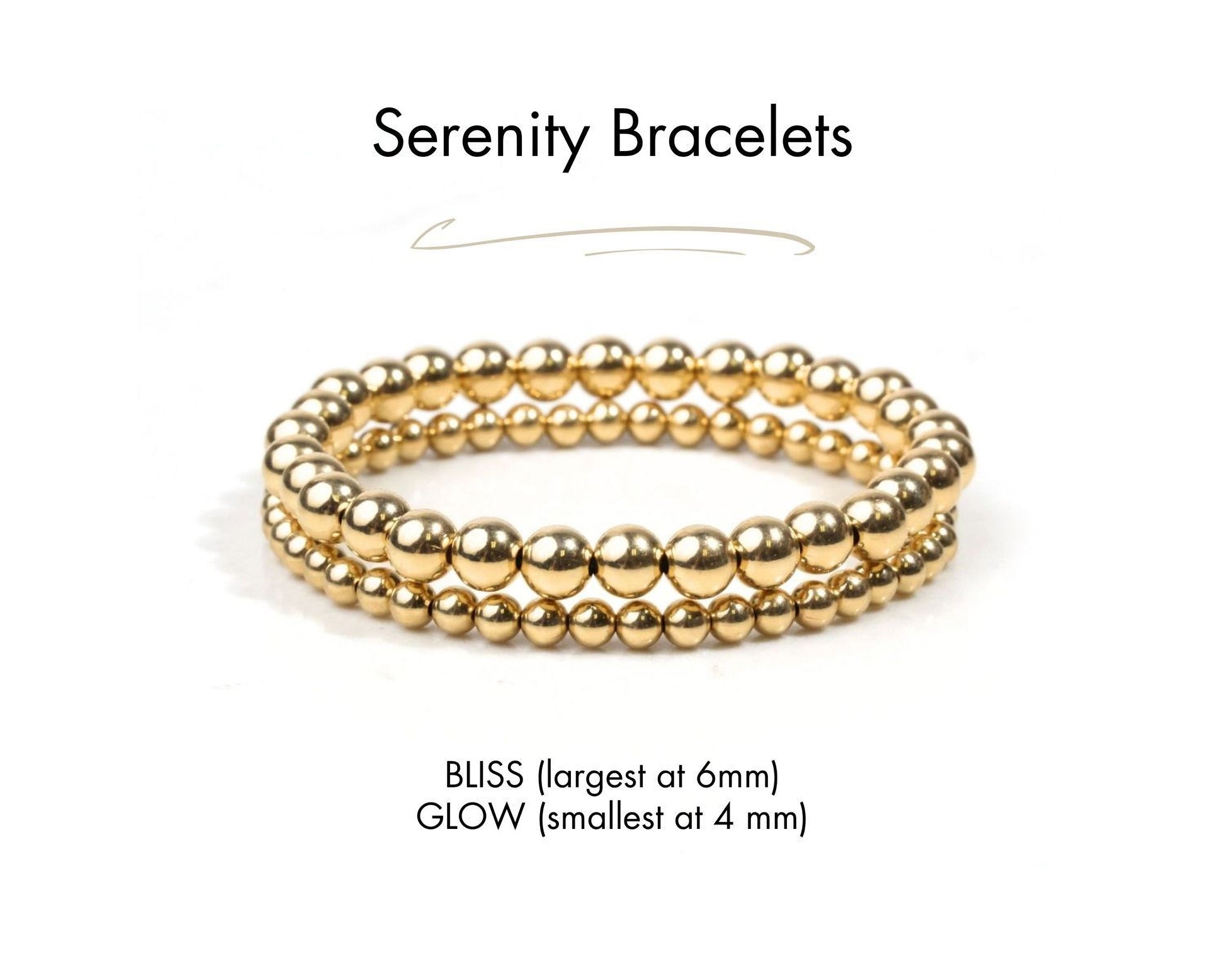 a set of three gold-colored bracelets arranged in a circular pattern, with the largest bracelet being 6mm in size and the smallest one being 4mm in size.