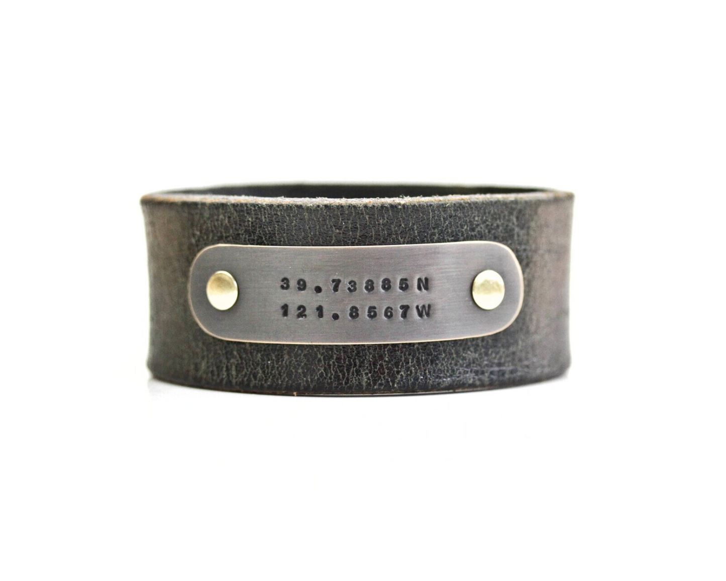 Custom Coordinates Leather Bracelet