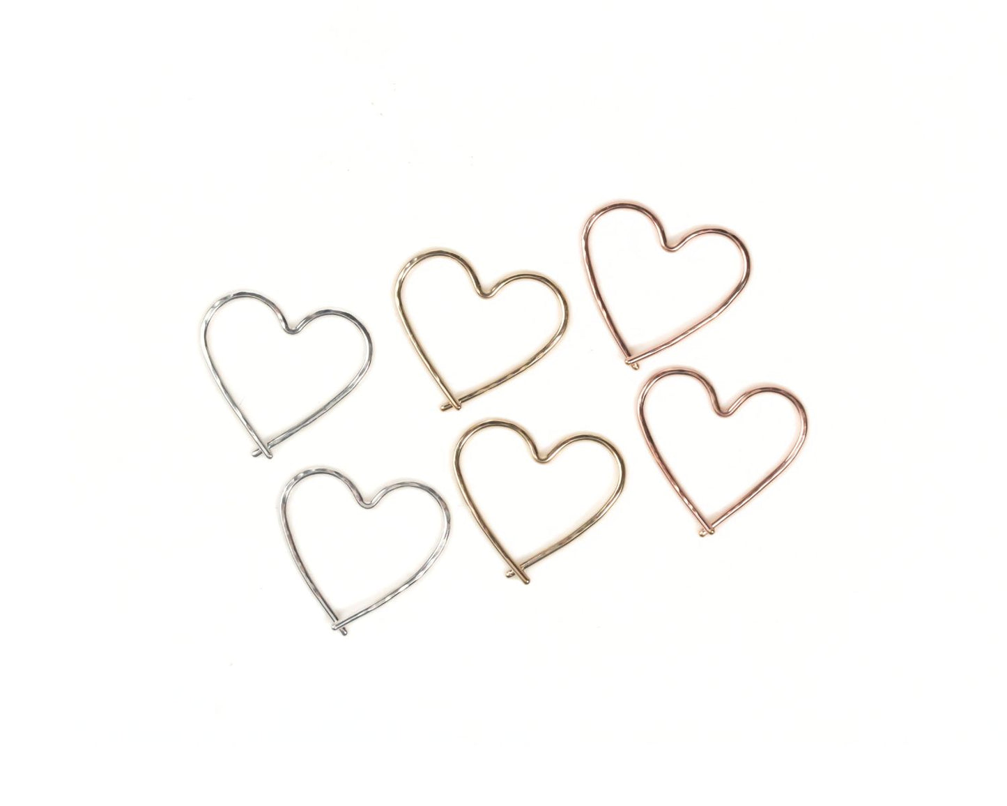 Mini Light Heart Hoop Threader Earrings