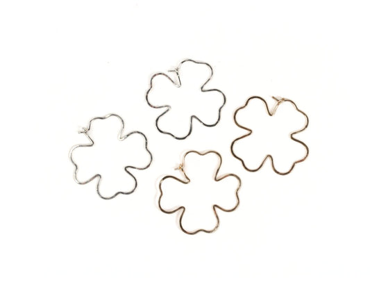 Lucky Clover Earrings | Delicate Hoop Earrings with Four Leaf Clover Charm