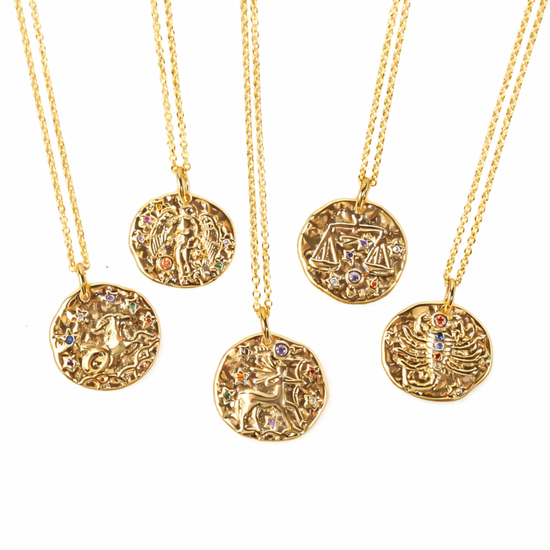 zodiac medallion necklace gold