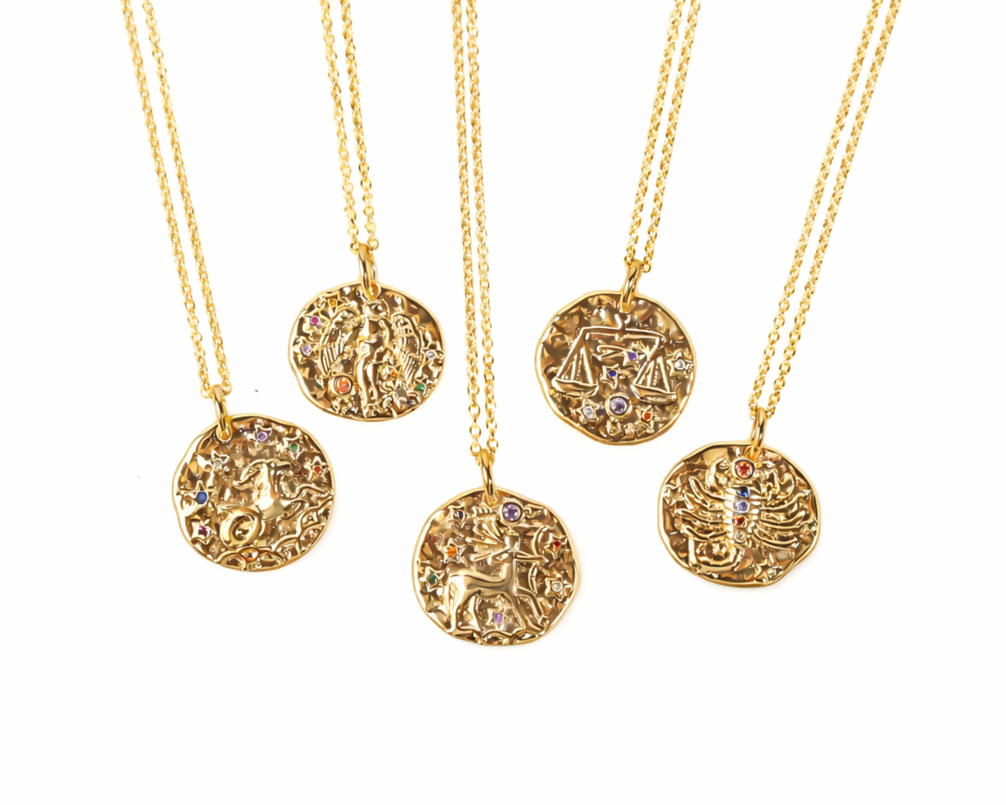 zodiac medallion necklace gold