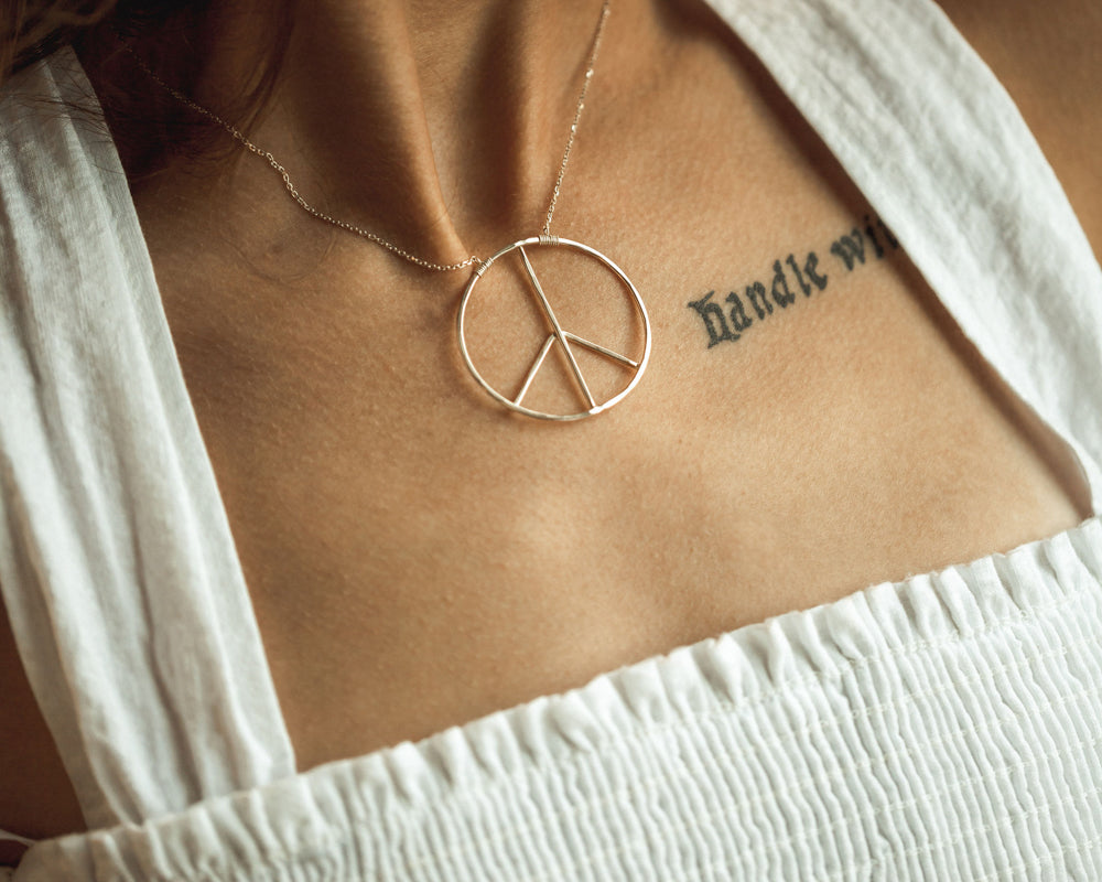Love and Peace Necklace | Peace Sign Jewelry - Island Cowgirl