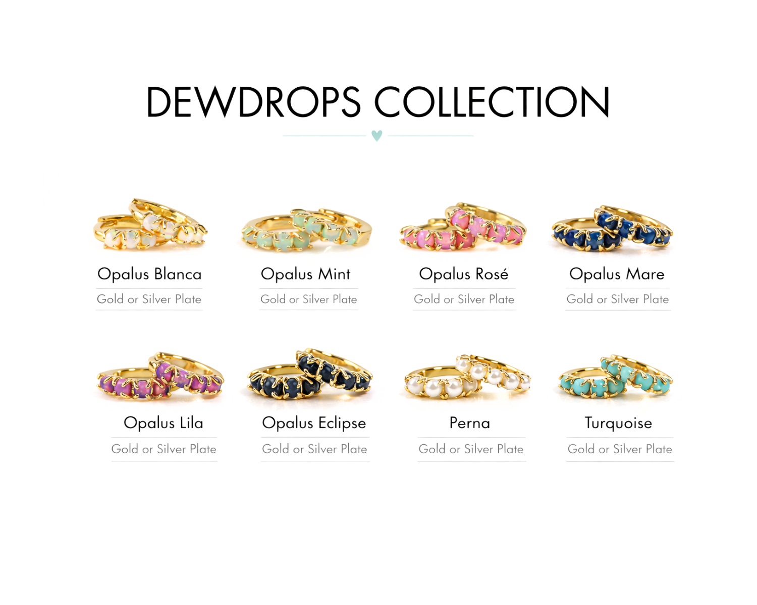 The image is a collection of eight different rings, each with unique designs and gemstones, arranged in a grid format.