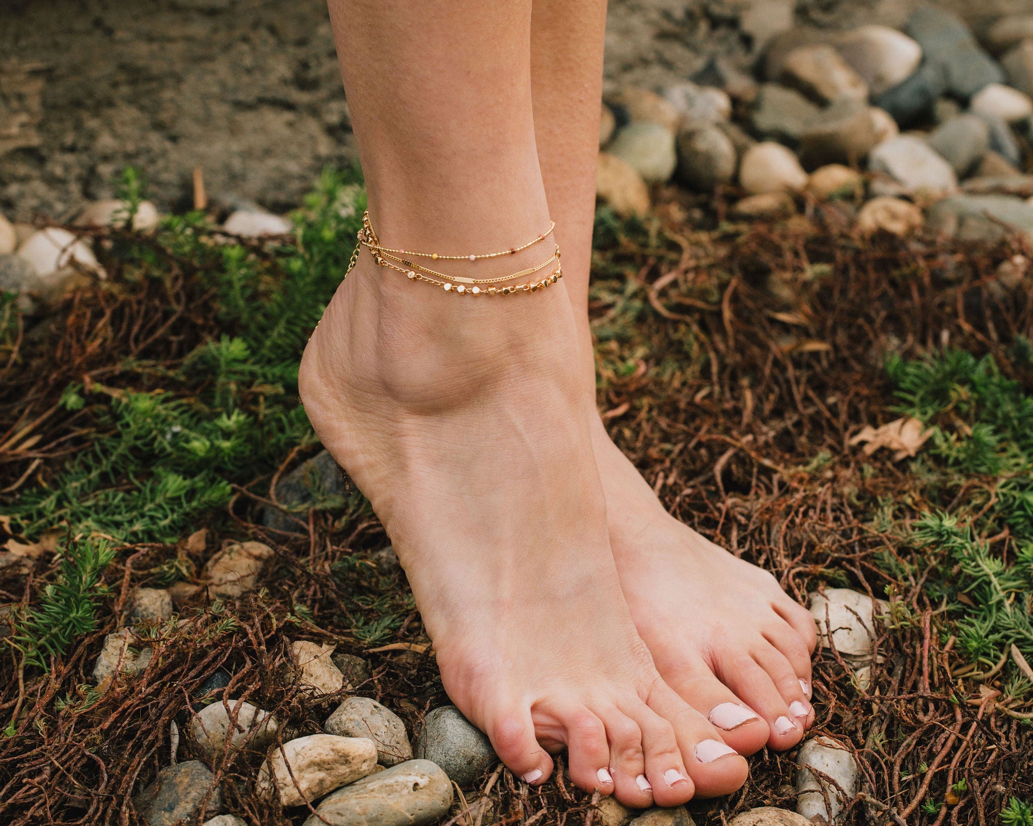 Adjustable Gold Anklets - Amy Waltz Designs 18K Gold Plated