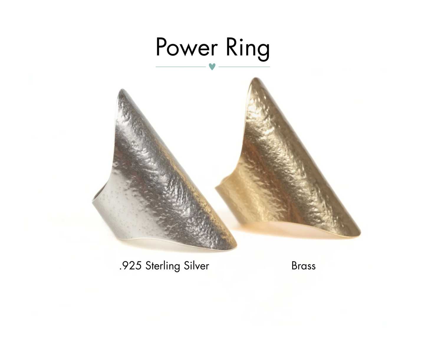 two rings, one silver and one brass, with the text "Power Ring" above them.