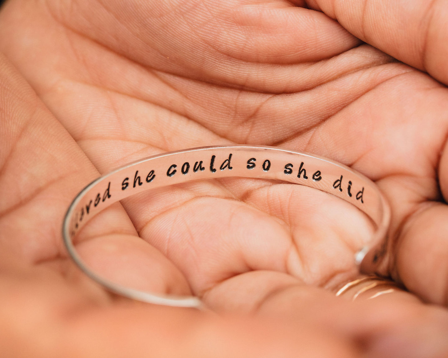 She Believed She Could So She Did Personalized Heart Cuff Set