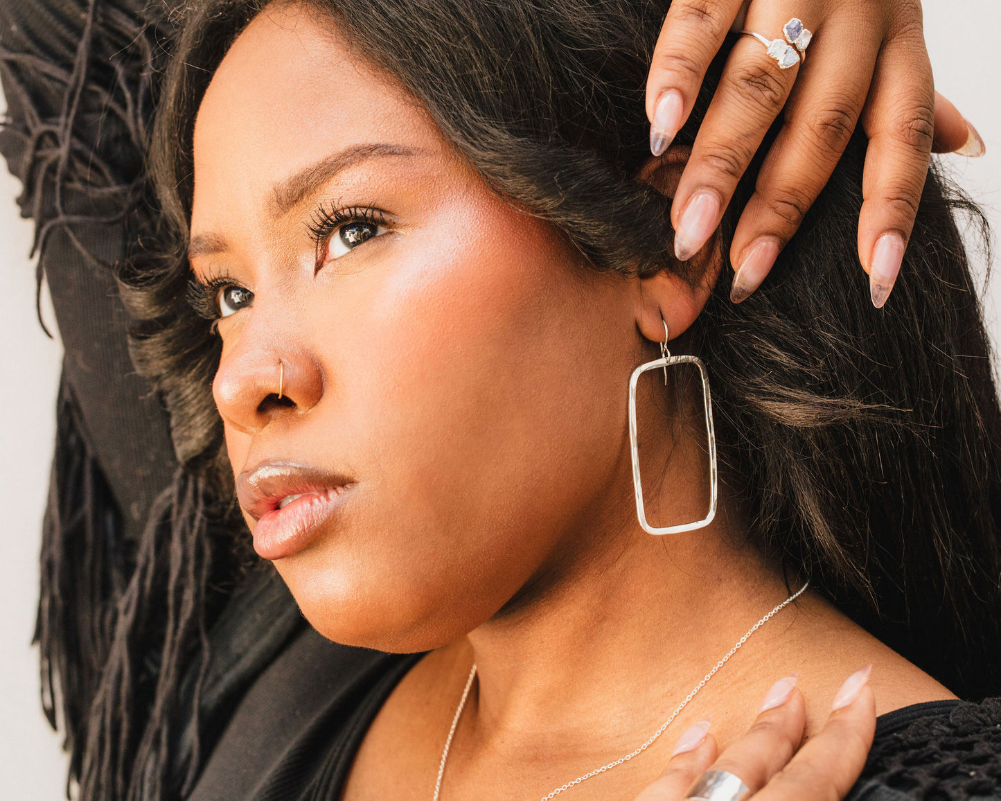 Quads - Organic Rectangle Textured Earrings