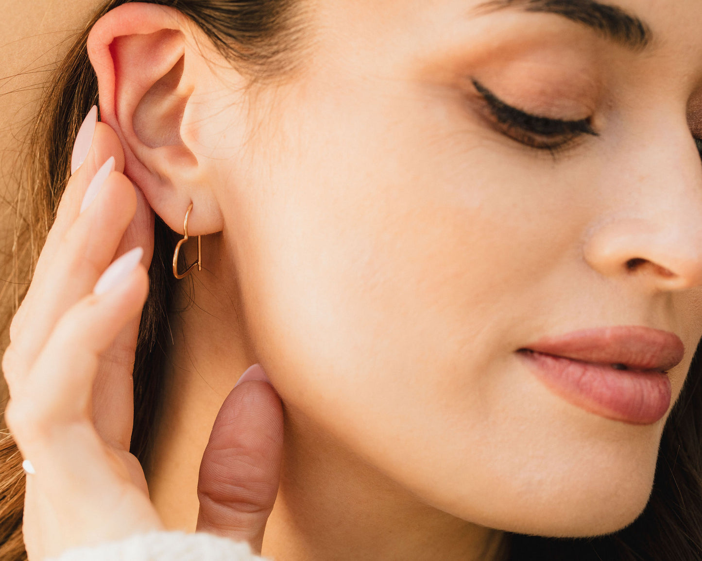 Mini Light Heart Hoop Threader Earrings