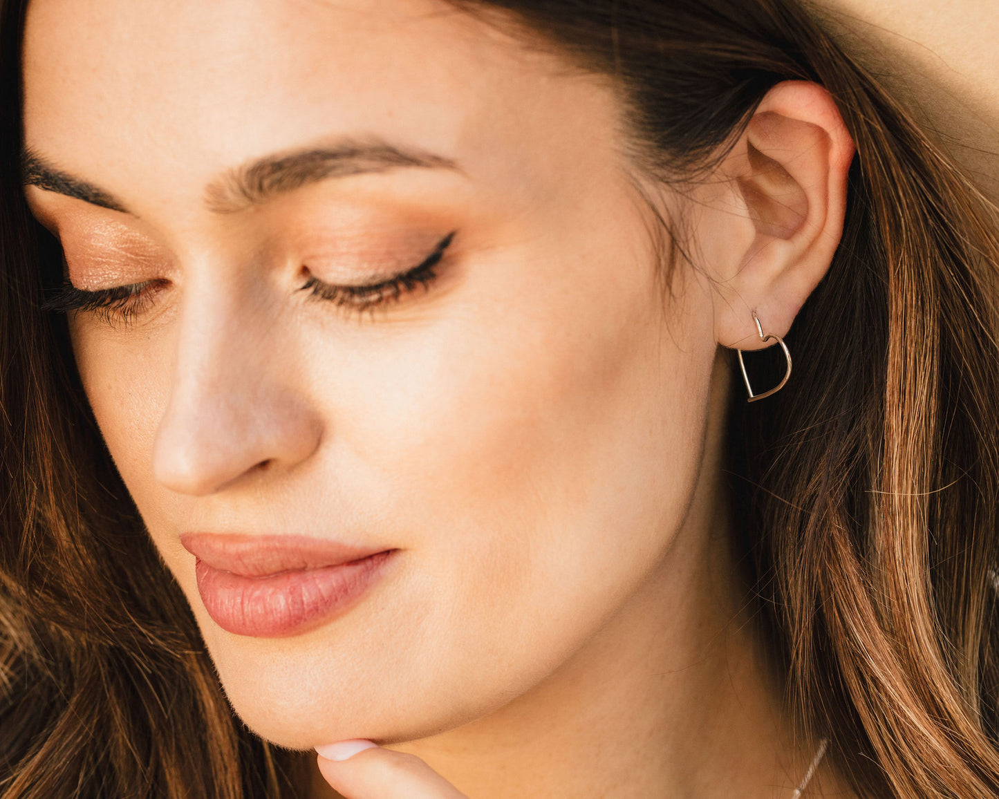 Mini Light Heart Hoop Threader Earrings