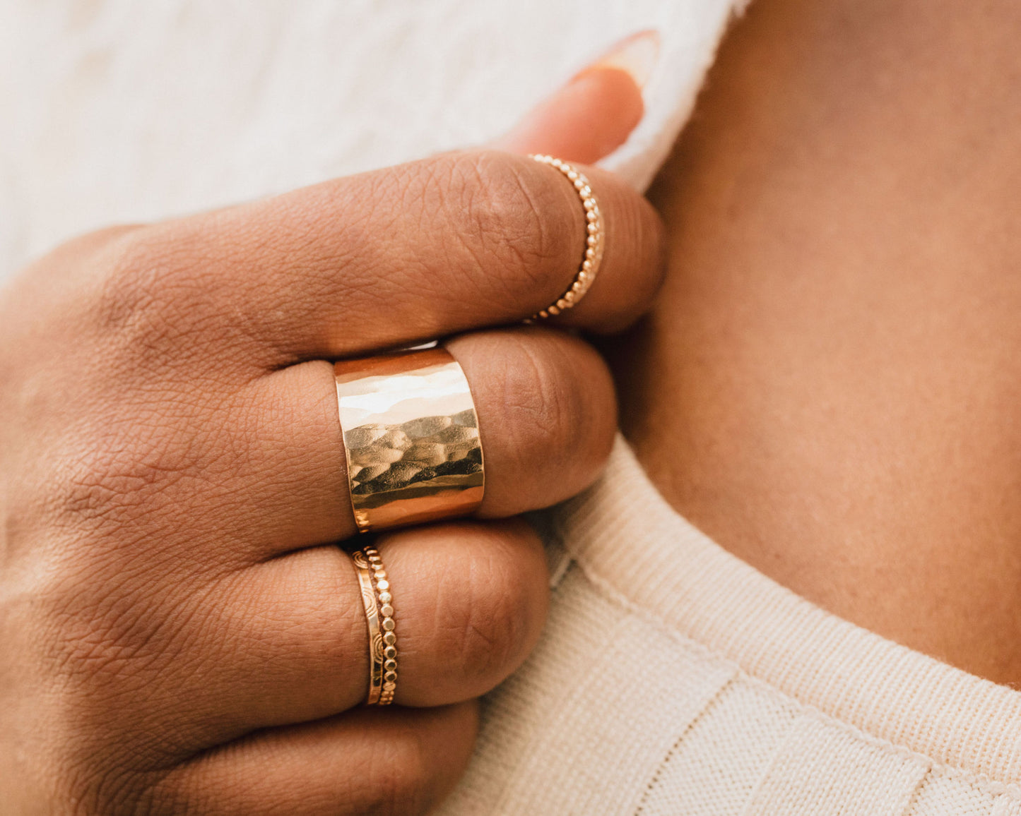Bold Statement Ring – Dynamo Wide Band Handmade Ring | Sterling Silver & 14 Karat Gold Filled
