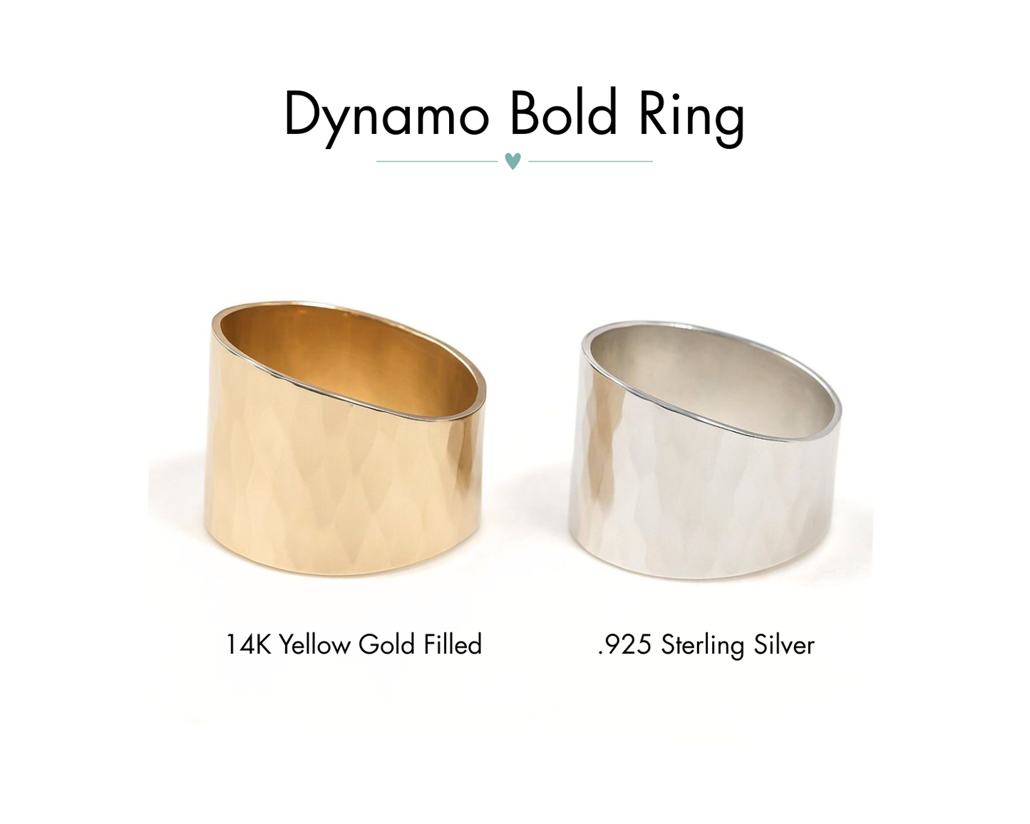 Bold Statement Ring – Dynamo Wide Band Handmade Ring | Sterling Silver & 14 Karat Gold Filled