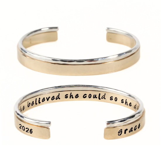 She Believed She Could So She Did Gold & Sterling Cuff Set