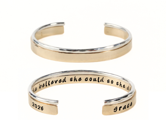 She Believed She Could So She Did Gold & Sterling Cuff Set
