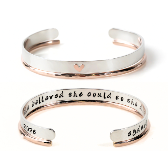 She Believed She Could So She Did Personalized Heart Cuff Set
