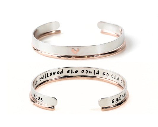 She Believed She Could So She Did Personalized Heart Cuff Set