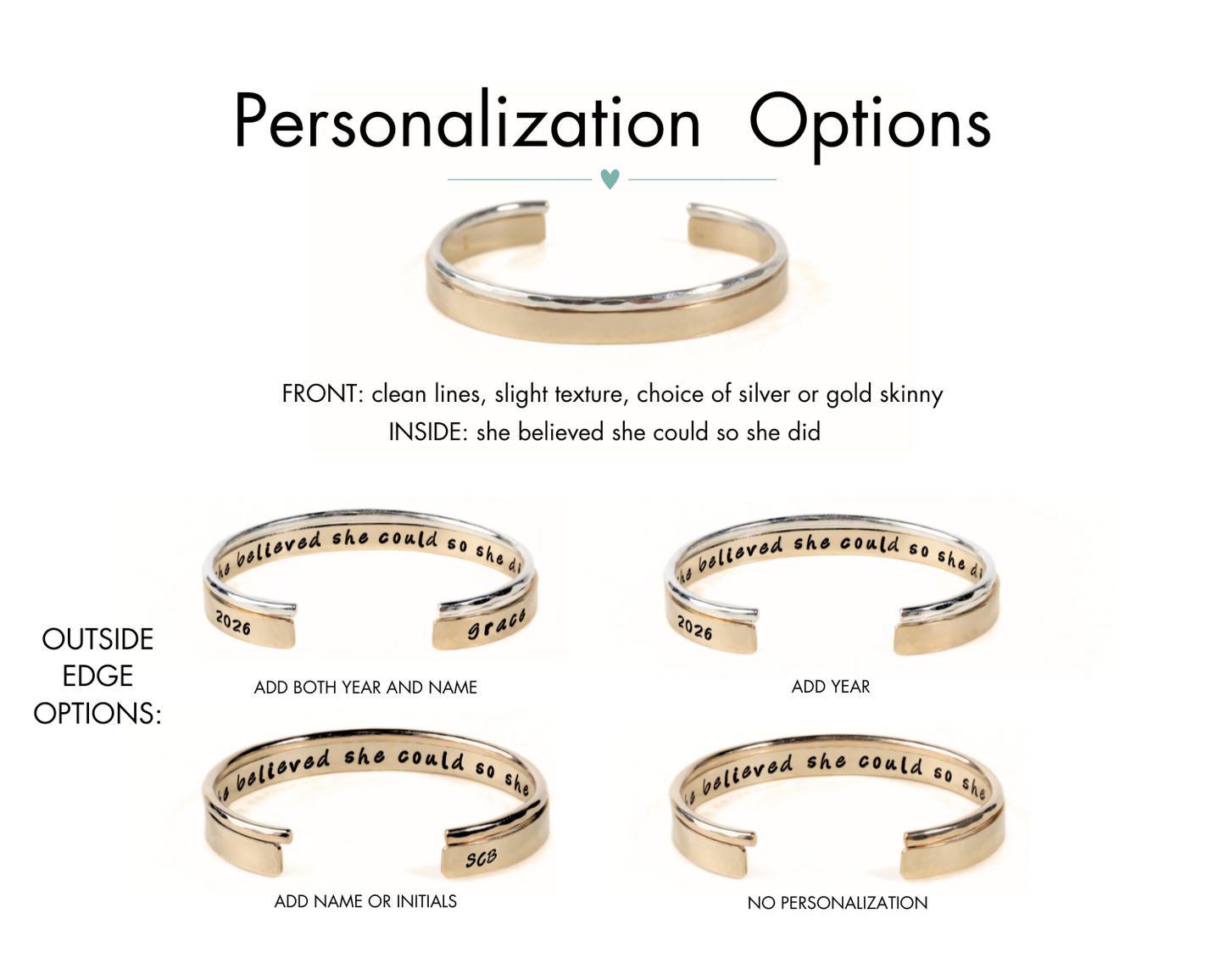 She Believed She Could So She Did Gold & Sterling Cuff Set