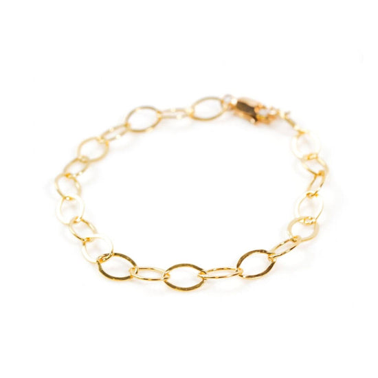 A gold-colored bracelet with a chain-link design.