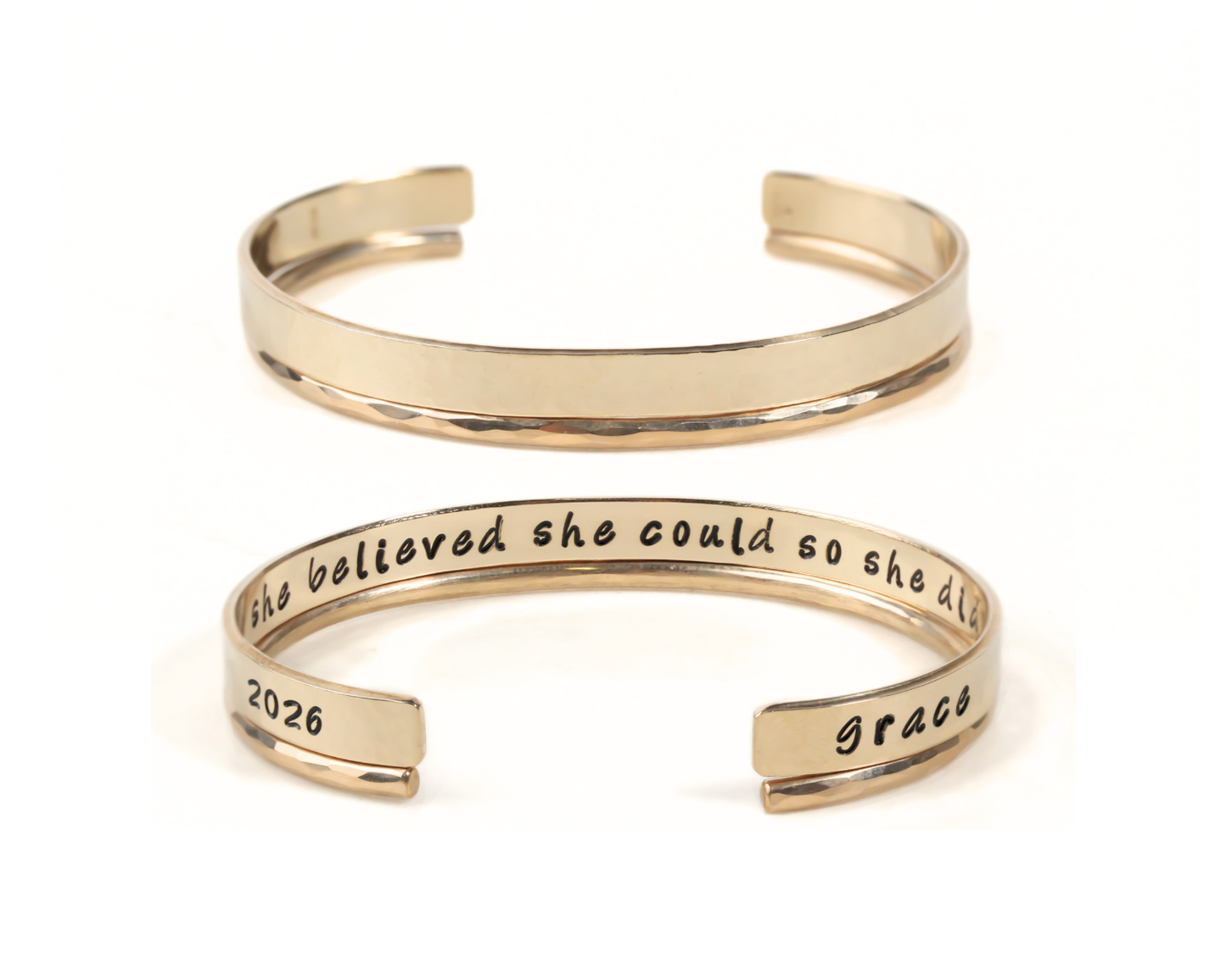 She Believed She Could So She Did Gold & Sterling Cuff Set
