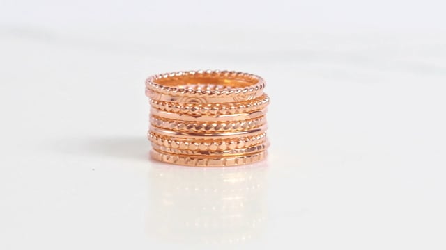 Set of 7 Mixed Textures Stacking Rings 7