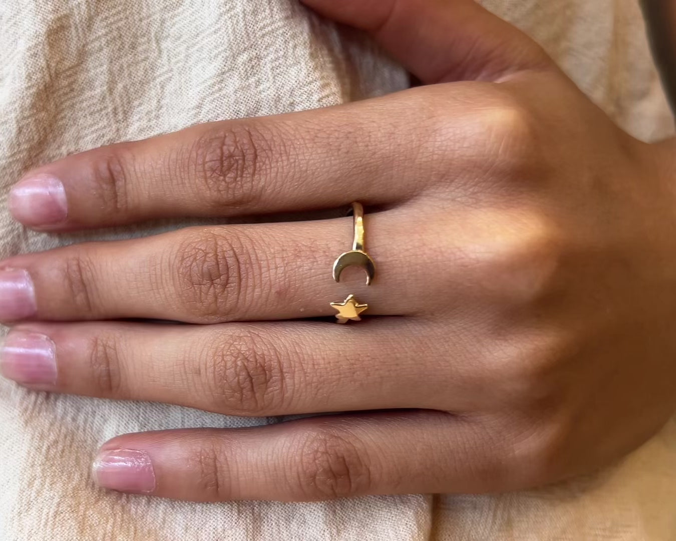 Lunara Moon Ring | Amy Waltz Designs 14K Gold Filled Moon & Star
