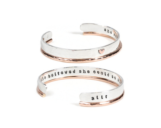 She Believed She Could So She Did Personalized Heart Cuff