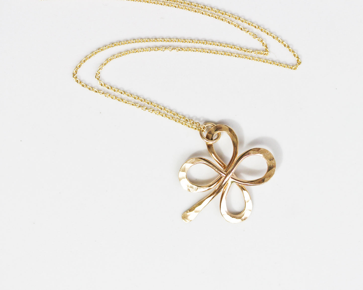 Four Leaf Clover Necklace Charm Gold