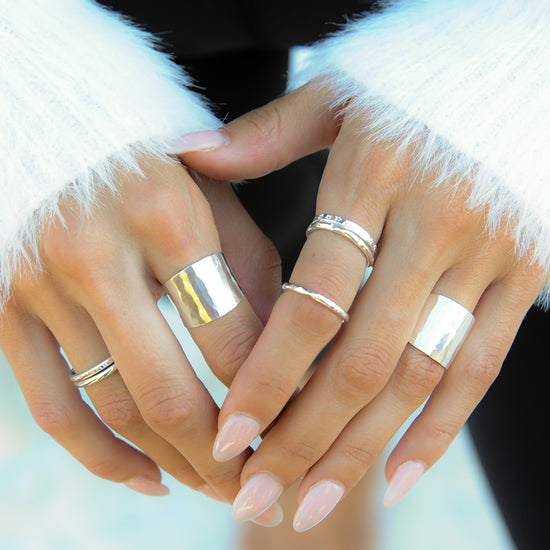 Bold Statement Ring – Dynamo Wide Band Handmade Ring | Sterling Silver & 14 Karat Gold Filled